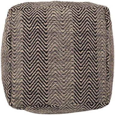 Foamma Pouf Ottoman Brown, 15"x15"x15.5" - Square Ottoman Foot Rest for Living Room and Bedroom, Pouf Footstool, Foot Rest for Couch, Boho Furniture for Home