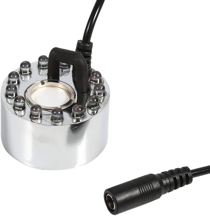 Mist Maker, 24V Color Changing Ultrasonic Mist Maker Water Fountain Pond Atomizer Air Humidifier 12 LED Fog Water Fountain Party (3)