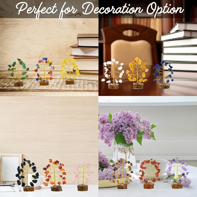 Crystal Tree Gift for Women, Set of 12 Handcrafted Chakra Tree of Life, Chakra Crystals and Healing Stones for Positive Energy, Good Luck Home and Office Desk Decor Birthday Gifts for Mom Love Ones