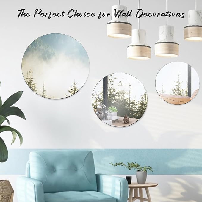 Seelenruhe 10" Round Mirrors for Centerpieces for Tables, Round Mirrors Trays Plates for Centerpieces, Wedding Decorations, Baby Shower Party, Christmas Decorations, 2mm, 12 PCS