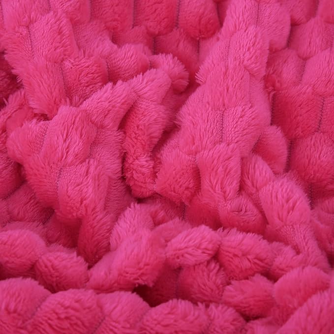 Hot Pink Throw Blanket 50"×70" inches Gifts for Mom Fuzzy 3D Jacquard Decorative Flannel Fleece Super Soft Plush Cozy Blanket for Couch Sofa Chair Lightweight