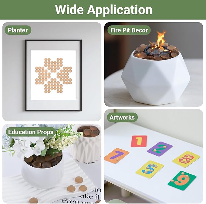 SUREAM Brown Flat Glass Marbles, Mancala Stones for Vase Fillers, Sea Glass Beads for Table Scatter Aquarium, Art Craft Supplies, Home Wedding Valentines Day Decoration