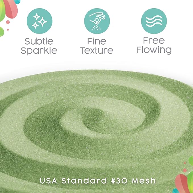 Meadow Green Unity Sand, 1 LB (16 oz), Colored for Weddings, Vase Filler, Home Décor, Craft, Aquarium, and More