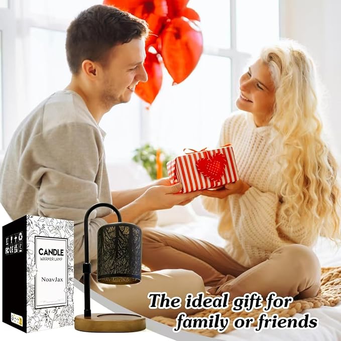 Candles Warmer with Timer and Dimmer, Adjustable Height Candle Melter, Electric Wax Warmer Vintage Home Decor for Jar Candles,2 Bulbs,Black