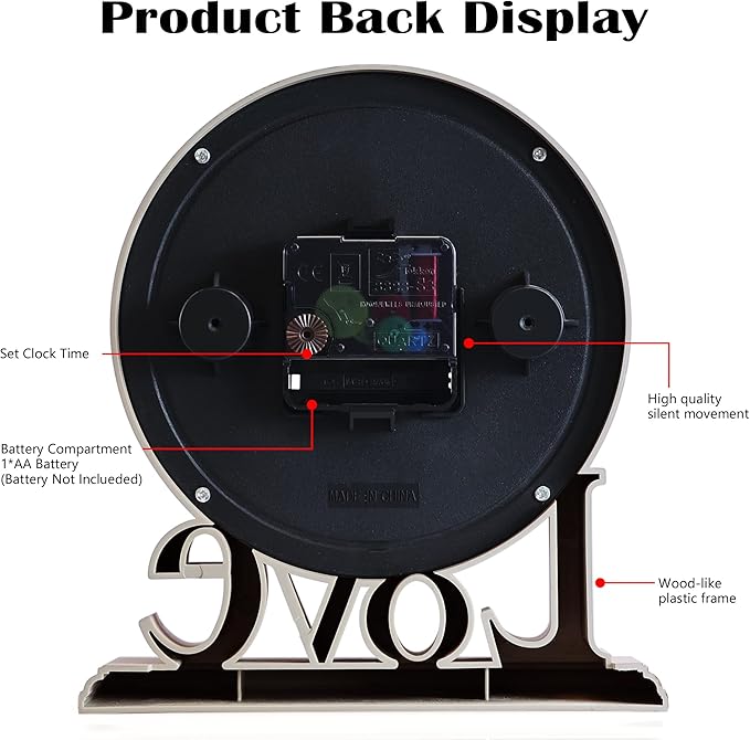 AYRELY® 6.5-Inches Table Clock, Vintage Family Non-Ticking Desk Clock, Retro Mantel Clocks for Living Room, Bedroom, Shelf, Fireplace, Farmhouse Décor (Ivory)