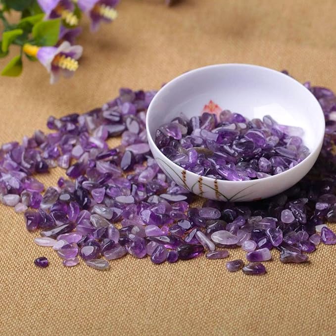 JOHOUSE Polished Gem Stones Rocks Crystals 1 Lb/450g Natural Tumbled Stones Amethyst Crystal Chips Bulk for Fish Tank Rocks Gravel, Vase Filler, Plants Decor