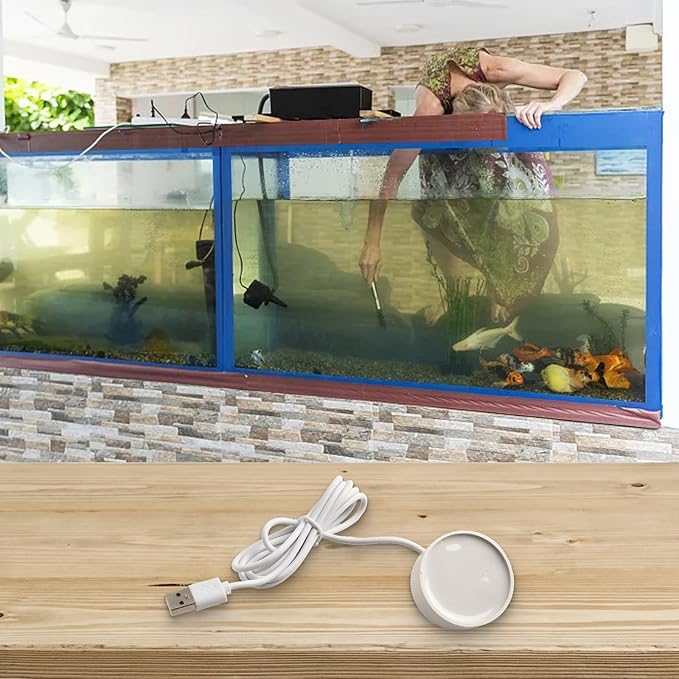 5V USB Mist Maker Fogger, Air Humidifier, Water Fountain Pond, With Colorful LED Lights And Extension Cord, For Ponds, Aquariums, Vases And Tanks, 47X47x25mm(Black)