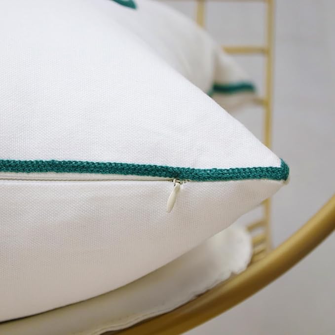 1 PCS Embroidered Throw Pillow Cover Cotton Decorative Square Cushion Cases for Home Sofa Bed and Chair 18 x 18 Inch (Blue Sea Shell-2)