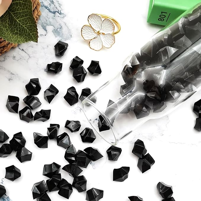 Black Vase Fillers for Home Decor, Fake Crushed Ice Cubes, Vase Fillers, 150 pcs Reusable Fake ice Cubes for Photography Accessories Props Decoration for Wedding