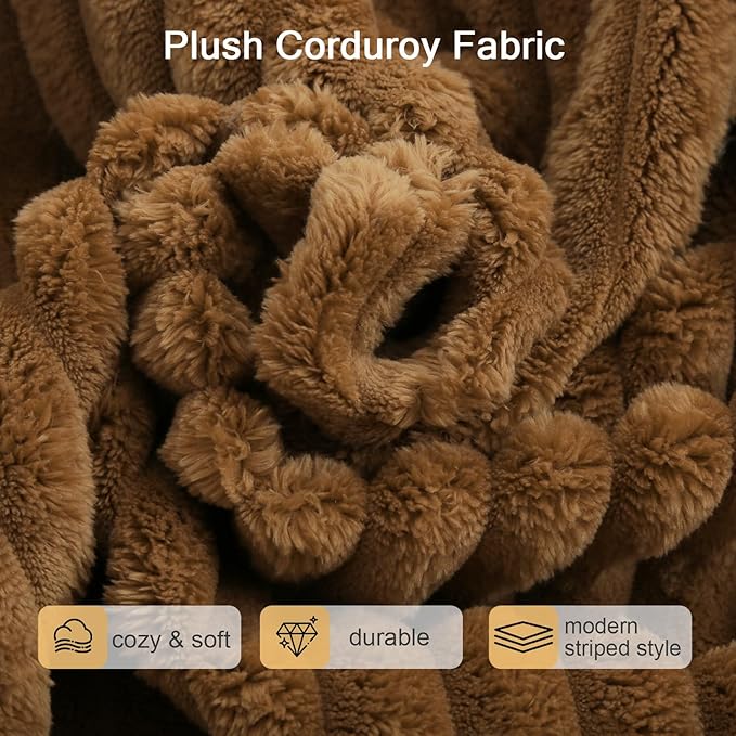 MeMoreCool Square Stuffed Pouf Ottoman Foot Rest, Stripe Furry Floor Pouf Foot Stool with Foam Chunk Filling, Soft Fluffy Stuffed Ottoman Footrest for Living Room, Faux Fur Coffee