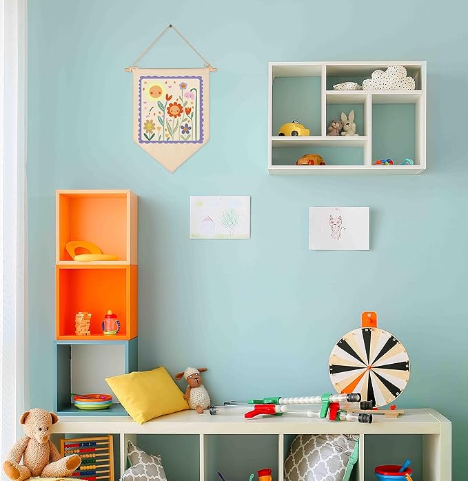 Spring Day-Above the Crib-Wall Decor Gifts for Baby Boys Girls Kids-Canvas Hanging Flag Pennant Banner Wall Decor Gifts for Nursery Homeschool Baby Room Playroom Reading Room Bedroom Front Door