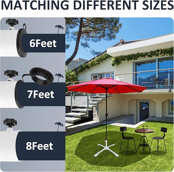 Umbrella Stand Fit 6 7 8 Feet Sunshade 1.0"-1.42" Inch Pole for 6 ft Parasol Portable Storage Beach Umbrella Stand Umbrella Base Holder,White