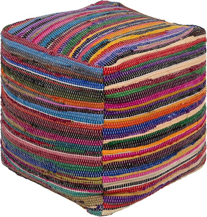 Mark&Day Pouf Ottoman, Krummnubbaum Bohemian/Global Bright Red Cube Pouf Foot Rest for Living Room, Bedroom and Boho Home Decor (18"x18"x18")