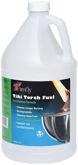Firefly Tiki Torch Fuel – Clean-Burning Outdoor Lamp Oil for Tiki Torches and Lanterns. Low Smoke, Eucalyptus Formula, Long-Lasting – Outdoor Patio & Garden Use - 1 Gallon