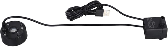 Mist Maker, Indoor Fountain Foggers With 4 Colored Lights, Small Pond Fog Machine Atomizer Air Humidifier Water Circulation Mist Maker (Black)