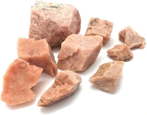 1 Lb Peach Moonstone Bulk Rough Raw Rock Natural Crystal Gem Stone for Cabbing, Tumbling, Lapidary, Polishing, Wire Wrapping, Fountain, Wicca, Reiki Healing, Mediation, Chakra Balancing, Yoga