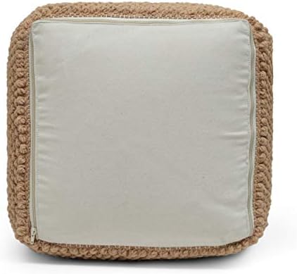 Foamma Pouf Ottoman Natural, 16"x16"x16" - Square Ottoman Foot Rest for Living Room and Bedroom, Pouf Footstool, Foot Rest for Couch, Boho Furniture for Home