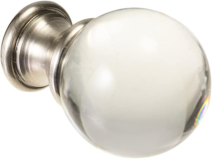 Lighting Lamp Finials 1-1/2 In High, 1/4-28 In Base Ball for Shade, Top Screw, Table Lamps, Floor Lamps, Topper Knob, Glass Crystal Clear 2PCS