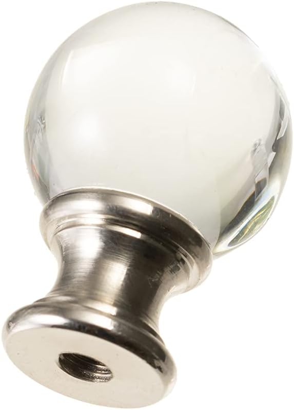Lighting Lamp Finials 1-1/2 In High, 1/4-28 In Base Ball for Shade, Top Screw, Table Lamps, Floor Lamps, Topper Knob, Glass Crystal Clear 2PCS