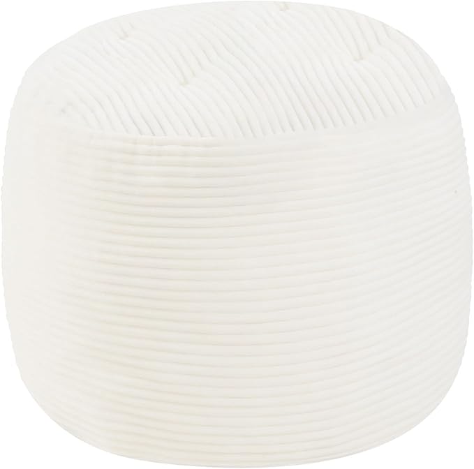 MeMoreCool Stuffed Round Pouf Ottoman Foot Rest, Floor Pouf Foot Stool with Soft Foam Chunk Filling, Round Small Ottoman Footstool Circle Footrest for Couch Living Room, Corduroy Beige