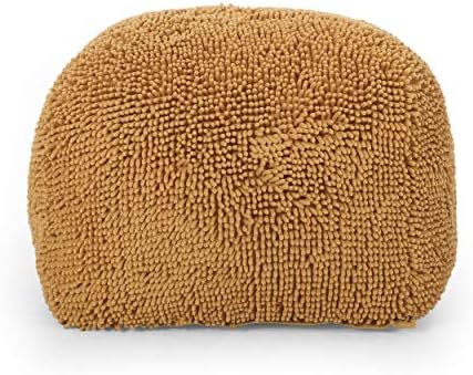 Foamma Pouf Ottoman 20" 20"x14", Yellow - Square Ottoman Foot Rest for Living Room and Bedroom, Spongy Pouf Footstool with Microfiber Chenille Cover, Foot Rest for Couch with Removable Cover