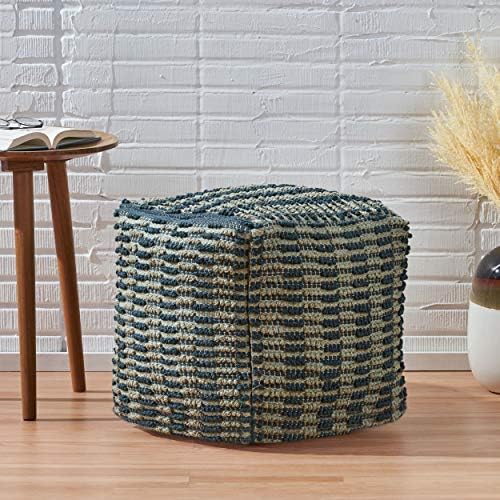 Foamma Pouf Ottoman Teal Blue, 16"x16"x16" - Square Ottoman Foot Rest for Living Room and Bedroom, Pouf Footstool, Foot Rest for Couch, Boho Furniture for Home