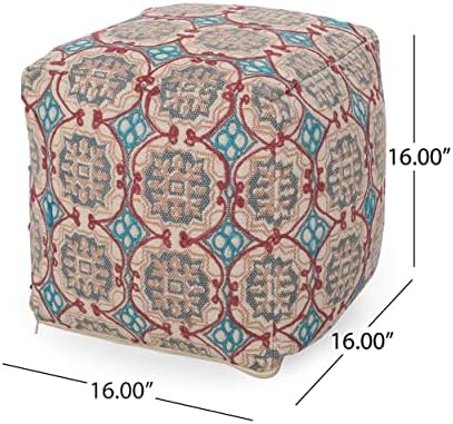 Foamma Pouf Ottoman Multicolored, 16"x16"x16" - Square Ottoman Foot Rest for Living Room and Bedroom, Pouf Footstool, Foot Rest for Couch, Boho Furniture for Home