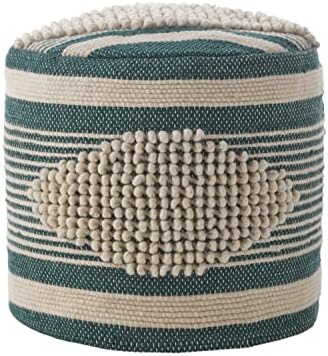 Foamma Pouf Ottoman Teal, 16"x16"x16" - Cylindrical Ottoman Foot Rest for Living Room and Bedroom, Pouf Footstool, Foot Rest for Couch, Boho Furniture for Home