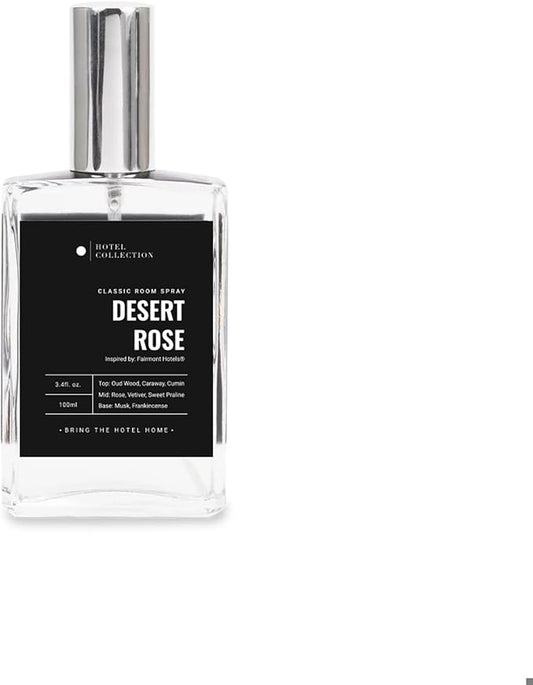 Hotel Collection - Desert Rose - Essential Oil Room Spray -Luxury Hotel Inspired Aromatherapy - Oud Wood, Rose, & Musk Hypoallergenic - Air Freshener Spray - 100mL/3.5 FL Oz