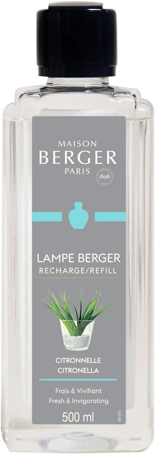 Maison Berger - Citronella - Lampe Berger Fragrance Refill Oil for Home Diffusers - Luxury Air Freshener with Orange, Verbena & Eucalyptus Notes - 16.9 Fl Oz (500ml)