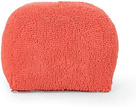 Foamma Pouf Ottoman 20" 20"x14", Coral - Square Ottoman Foot Rest for Living Room and Bedroom, Spongy Pouf Footstool with Microfiber Chenille Cover, Foot Rest for Couch with Removable Cover