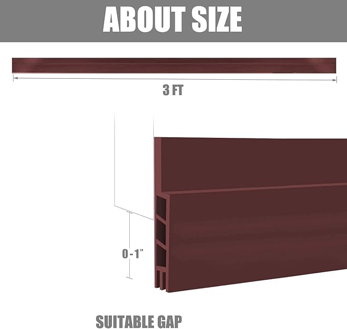 Suptikes 2 Pack Door Draft Stopper，Door Sweep for Exterior & Interior Doors,Door Bottom Seal Dust and Noise Insulation Weather Stripping Draft Guard Insulator, 1.8" W x 37" L, Brown