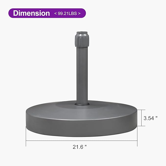 PURPLE LEAF AT4045 Patio Umbrella Base Stand Outdoor Heavy Duty Round Concrete Stand 99 LBS Black Market Table Umbrellas