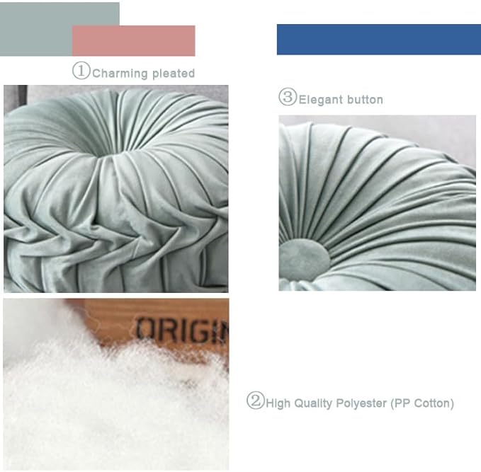 1 Pcs Round Throw Pillow Velvet Home Decoration Pleated 3D Pumpkin Pillow Cushion for Couch Chair Bed Car 14.17" (Black)