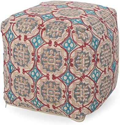 Foamma Pouf Ottoman Multicolored, 16"x16"x16" - Square Ottoman Foot Rest for Living Room and Bedroom, Pouf Footstool, Foot Rest for Couch, Boho Furniture for Home