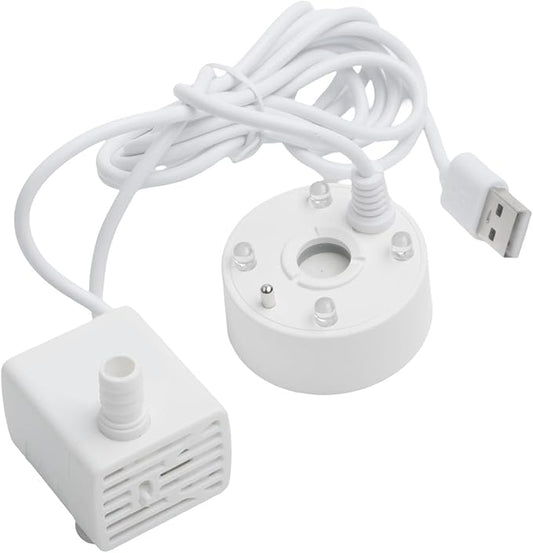 Mist Maker, Indoor Fountain Foggers With 4 Colored Lights, Small Pond Fog Machine Atomizer Air Humidifier Water Circulation Mist Maker (White)