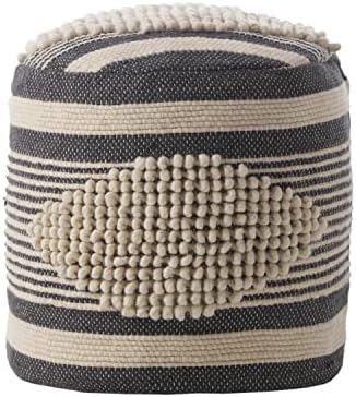 Foamma Pouf Ottoman Dark Blue, 16"x16"x16" - Cylindrical Ottoman Foot Rest for Living Room and Bedroom, Pouf Footstool, Foot Rest for Couch, Boho Furniture for Home