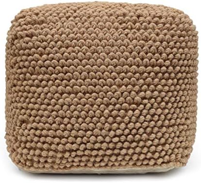 Foamma Pouf Ottoman Natural, 16"x16"x16" - Square Ottoman Foot Rest for Living Room and Bedroom, Pouf Footstool, Foot Rest for Couch, Boho Furniture for Home