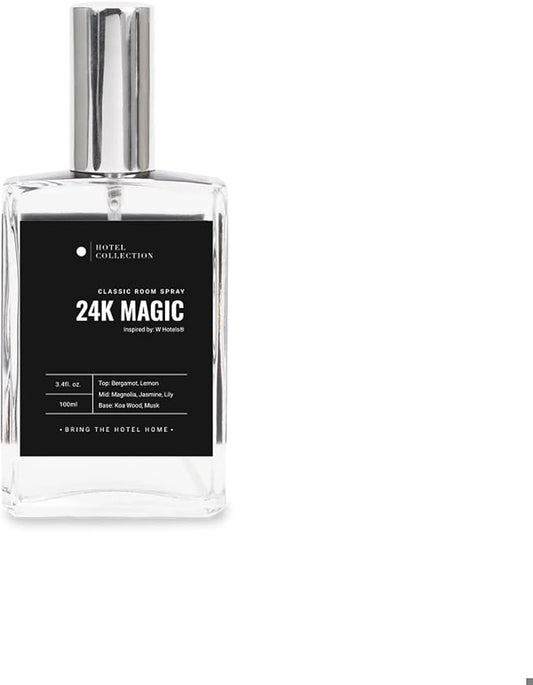 Hotel Collection - 24K Magic - Essential Oil Room Spray - Luxury Hotel Inspired Aromatherapy - Hints of Zesty Citrus, Floral Jasmine, & Lily - Hypoallergenic - Air Freshener Spray - 100mL/3.5 FL Oz