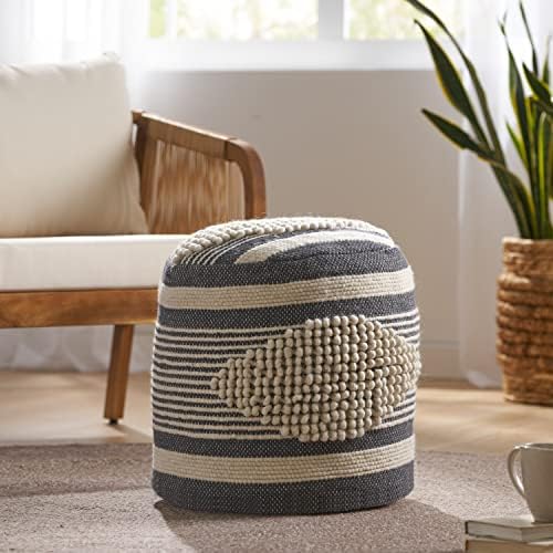 Foamma Pouf Ottoman Dark Blue, 16"x16"x16" - Cylindrical Ottoman Foot Rest for Living Room and Bedroom, Pouf Footstool, Foot Rest for Couch, Boho Furniture for Home
