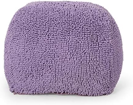 Foamma Pouf Ottoman 20" 20"x14", Lavender - Square Ottoman Foot Rest for Living Room and Bedroom, Spongy Pouf Footstool with Microfiber Chenille Cover, Foot Rest for Couch with Removable Cover
