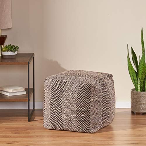 Foamma Pouf Ottoman Brown, 15"x15"x15.5" - Square Ottoman Foot Rest for Living Room and Bedroom, Pouf Footstool, Foot Rest for Couch, Boho Furniture for Home