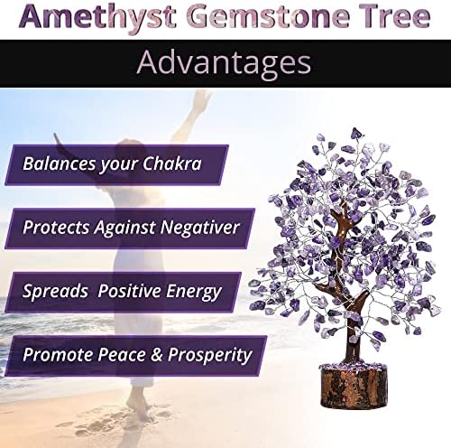 Amethyst Crystal Tree of Life - Handmade Healing Bonsai Purple Tree for Home and Office Decor, Positive Energy and Good Luck, Ideal for Christmas Decor and Birthday Gifts for Women, Men