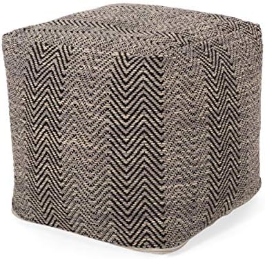 Foamma Pouf Ottoman Brown, 15"x15"x15.5" - Square Ottoman Foot Rest for Living Room and Bedroom, Pouf Footstool, Foot Rest for Couch, Boho Furniture for Home