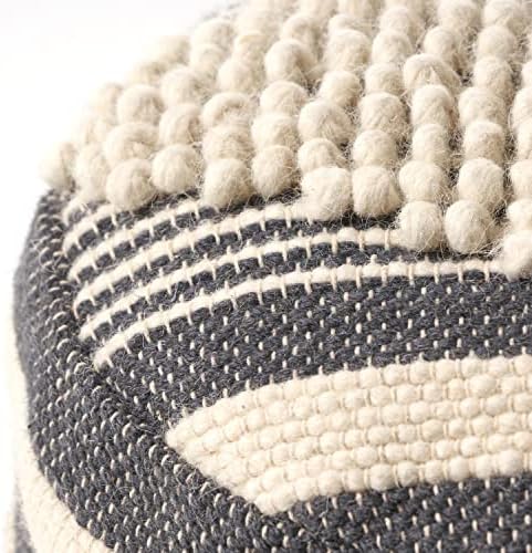 Foamma Pouf Ottoman Dark Blue, 16"x16"x16" - Cylindrical Ottoman Foot Rest for Living Room and Bedroom, Pouf Footstool, Foot Rest for Couch, Boho Furniture for Home