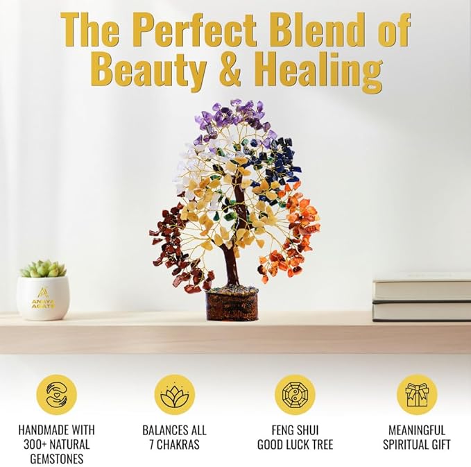 7 Chakra Crystal Tree of Life – Handmade Healing Crystals and Crystals and Healing Stones Money Tree for Home & Office Decor – Feng Shui Spiritual Gift for Women