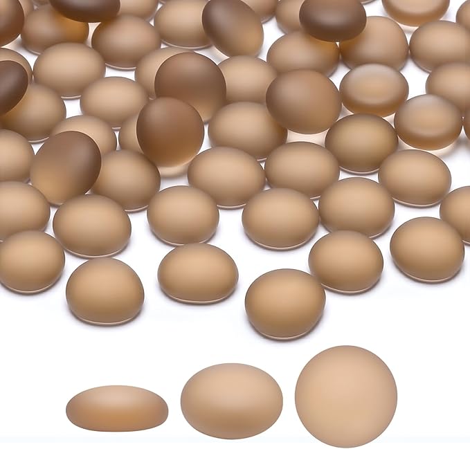 SUREAM Brown Flat Glass Marbles, Mancala Stones for Vase Fillers, Sea Glass Beads for Table Scatter Aquarium, Art Craft Supplies, Home Wedding Valentines Day Decoration