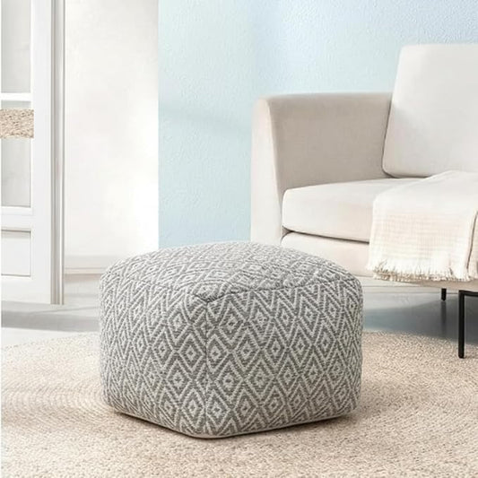 Anji Mountain 22"x22"x16" Handmade & Handcrafted Ottoman Pouf Comfortable Pouf Ottoman Foot Rest & Home Décor Accent for Living Room, Bedroom, Nursery, Kids Room, Patio