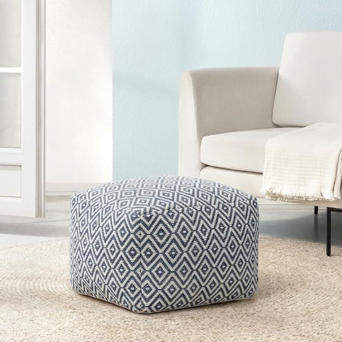 Anji Mountain 22"x22"x16" Handmade & Handcrafted Ottoman Pouf Comfortable Pouf Ottoman Foot Rest & Home Décor Accent for Living Room, Bedroom, Nursery, Kids Room, Patio