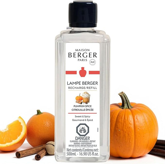 Maison Berger Pumpkin Spice Refill – 500ml (16.9 Fl Oz) Home Fragrance Oil for Lampe Berger Diffusers Cinnamon, Clove, and Vanilla – Limited Edition Air Purifier for Halloween and Holidays